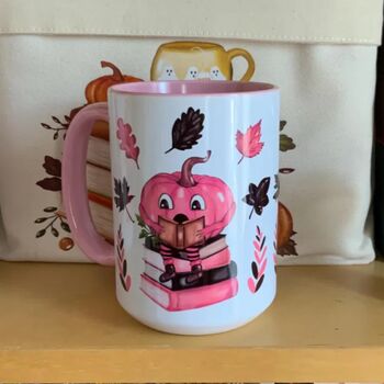 Cosy Reading Pink Pumpkin Mug, 2 of 4