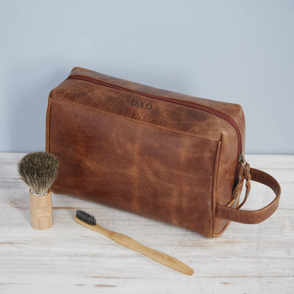 leather wash bag womens