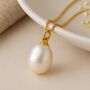 Personalised Gold Plated Sterling Silver White Pearl Drop Necklace, thumbnail 2 of 10
