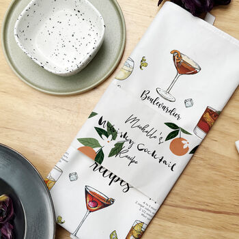 Personalised Whisky Cocktail Recipe Tea Towel, 3 of 5