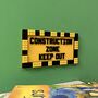 ‘’Construction Zone' Lego Compatible Door Sign, thumbnail 1 of 4