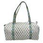 Block Printed Aqua, White And Green Floral Quilted Duffle Bag, thumbnail 9 of 9