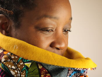 African Patchwork Organic Cotton Fleece Snood Scarf, 3 of 9