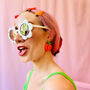 Peach Glitter Earrings, thumbnail 2 of 3