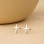 Sterling Silver Cross Stud Earrings, thumbnail 2 of 5