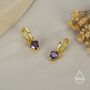 Sterling Silver Amethyst Purple Trillion Cut Cz Hoop Earrings, thumbnail 5 of 11