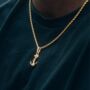 Gold Mini Anchor Steel Pendant Necklace For Men, thumbnail 2 of 10