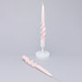 G Decor Twiselle Set Of Two Spiral Twisted Hand Dipped Dinner Blush Pink Taper Candles, thumbnail 1 of 4