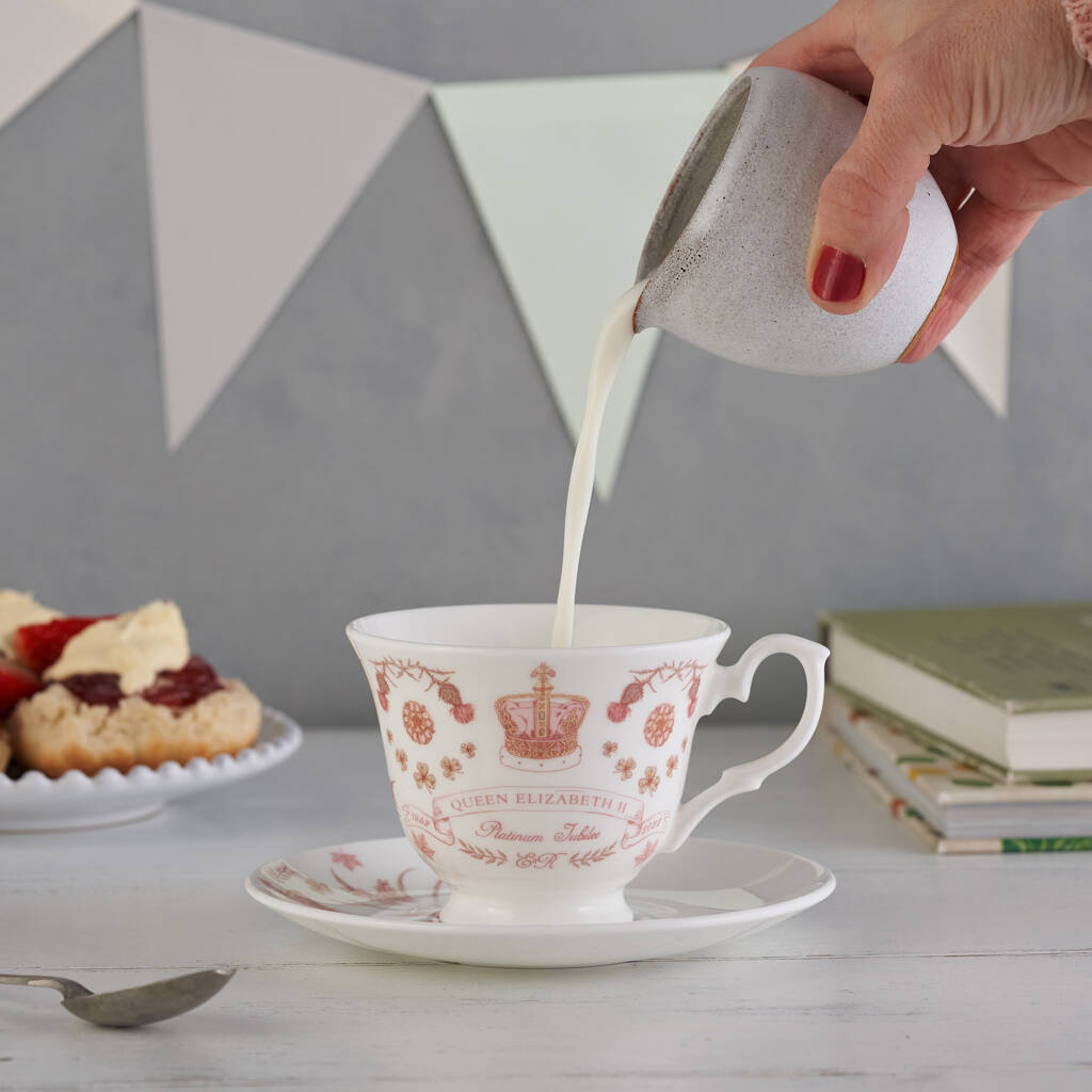 Platinum Jubilee Cup And Saucer By Victoria Eggs