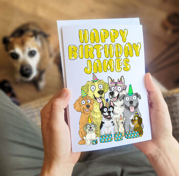 Personalised Balloons Dog Birthday Card, 7 of 7