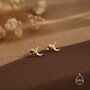 Sterling Silver Tiny Moon Internally Threaded Flat Back Earrings, thumbnail 4 of 9
