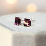 Purple Square Stud Earrings In Sterling Silver, thumbnail 6 of 11