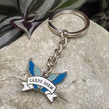 Carpe Diem Seize The Day Latin Motto Enamel Keyring, 3 of 4