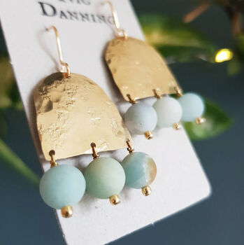 'Titans Theia' Amazonite And Ethical Brass Earrings, 2 of 3