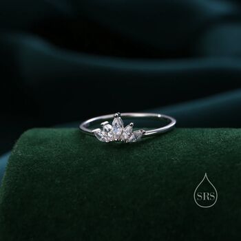 Sterling Silver Marquise Crown Ring, 6 of 12