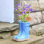 Personalised Sky Blue Garden Welly Planter, thumbnail 1 of 10