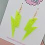 Neon Green Glitter Lightning Bolt Earrings Small And Large, thumbnail 3 of 10