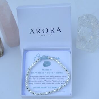 March Birthstone Aquamarine Sterling Silver Bead Bracelet, 4 of 6