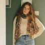 Olive Green Scatter Butterfly Pashmina With Tassels, thumbnail 1 of 2