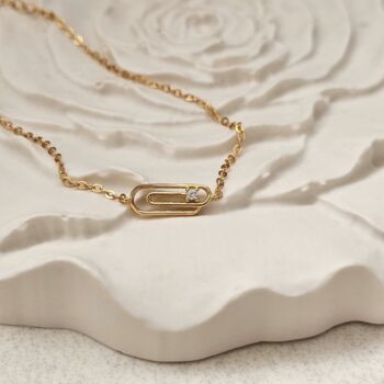 Dainty Paperclip Bracelet Gold, 4 of 8