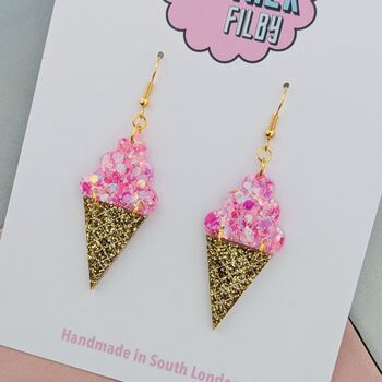 Ice Cream Glitter Resin Earrings, 2 of 8