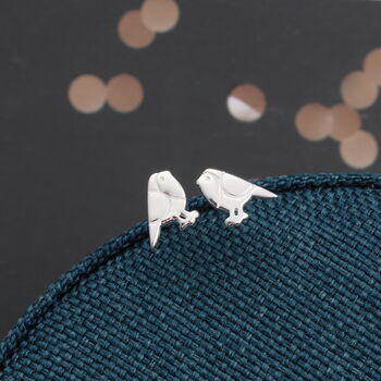 Warm Wishes Sterling Silver Robin Earrings, 4 of 5