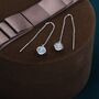 Sterling Silver Frosted Moonstone Planet Threader Earrings, thumbnail 4 of 12