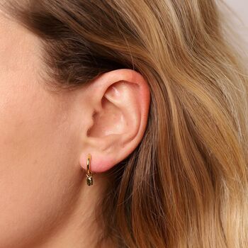 August Huggie Hoop Birthstone Charm Earrings, 3 of 4