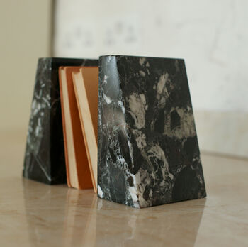 Luxury Black Marble Wedge Bookends, 4 of 6