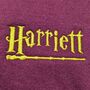 Personalised Wizard Wand Hoodie Burgandy And Gold, thumbnail 2 of 3