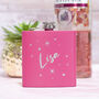 Personalised Name Stars And Hearts Pink Hip Flask, thumbnail 1 of 3