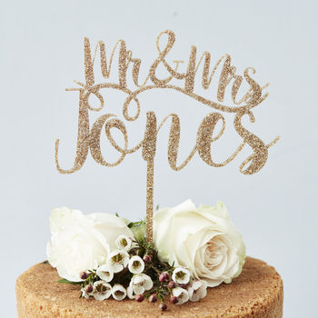 Romantic Personalised Mr And Mrs Cake Topper, 2 of 6