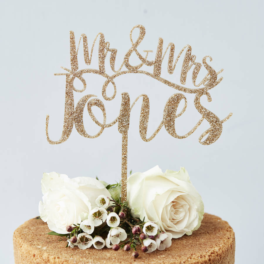 romantic personalised mr  and mrs  cake  topper  by sophia 