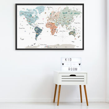 Educational Illustrated Kids World Map Scandinavian Neutrals, 5 of 6