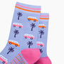 Campervans Palm Trees Bamboo Socks In Blue, thumbnail 2 of 4