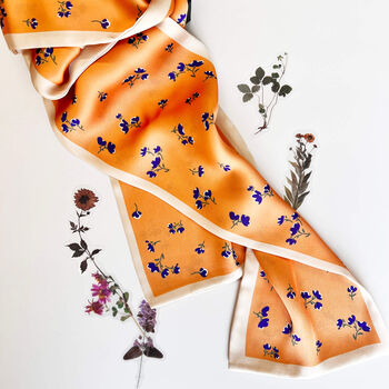 Magnolia Blossom Floral Motif Silky Scarf, 4 of 7
