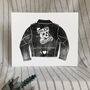 Badass Customised Leather Jacket Lino Print, thumbnail 1 of 2
