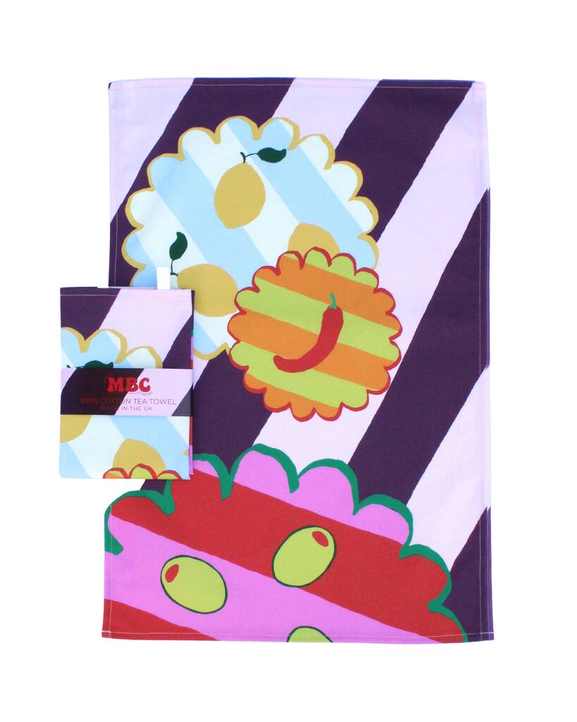 Olive Kitchen Print Tea Towel, 1 of 5