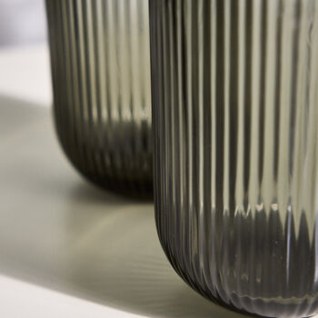 Palermo Set Of Four Grey Ribbed Highball Tumblers, 3 of 5