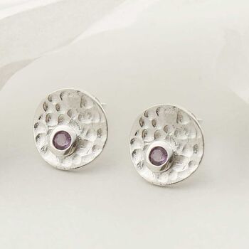 Sterling Silver Shimmering Gemstone Studs, 3 of 9