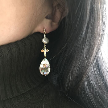 Mother Of Pearl Teardrop Earrings, 2 of 4