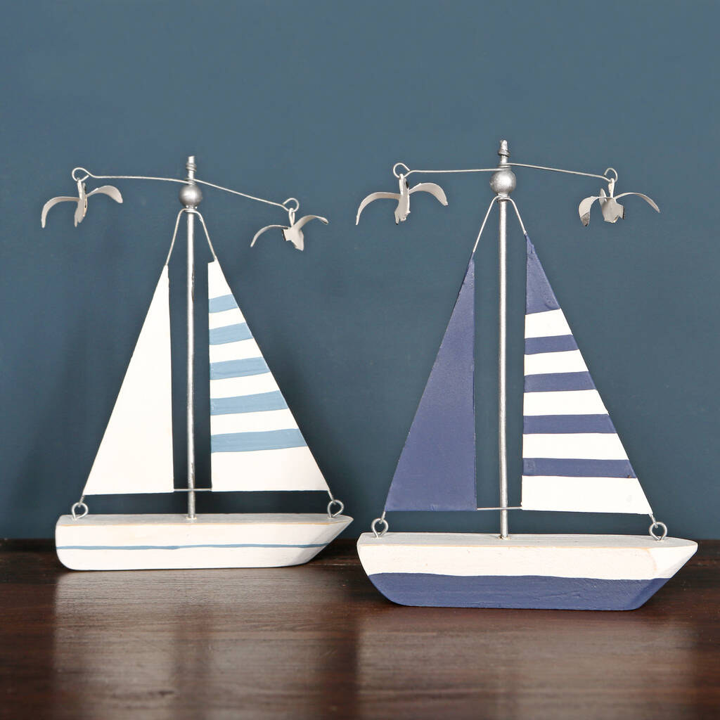 Nautical Blue And White Striped Boat Yacht Ornament By red berry apple ...