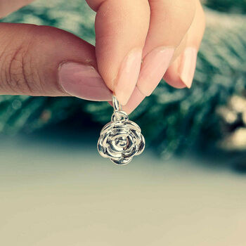 Rose Flower Personalised Silver Charm, 2 of 9