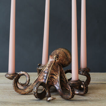 Octopus Candle Holders In Gold, Silver And Bronze, 8 of 8