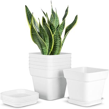 Six Pieces White Square Planter Small Flower Pot, 3 of 8