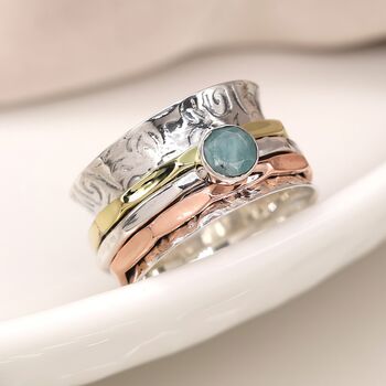 Personalised Sterling Silver Amazonite Spinner Ring, 2 of 9