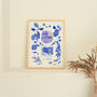 Lisbon Blue Portuguese 'Azulejo' Painted Art Print, thumbnail 1 of 2