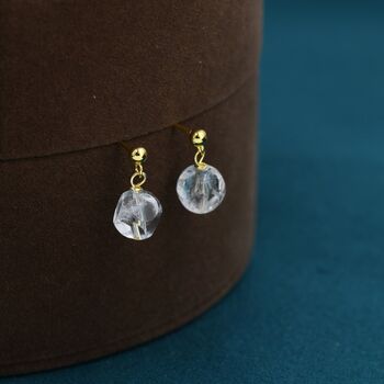 Natural Clear Quartz Dangle Drop Earrings, 2 of 10