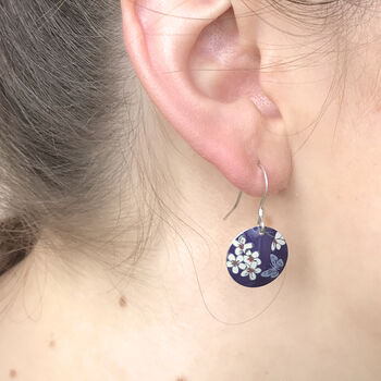 Jasmine Blossom Print Medium Round Drop Earrings, 2 of 3