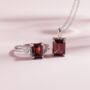 Garnet Emerald Cut Ring In Sterling Silver And Gold, thumbnail 3 of 10